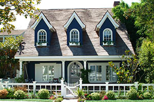 Dark blue house featuring AZEK Exterior Trim and Moulding