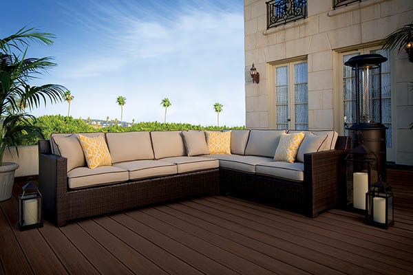 Deck featuring TimberTech AZEK Harvest Collection in Kona with outdoor furniture