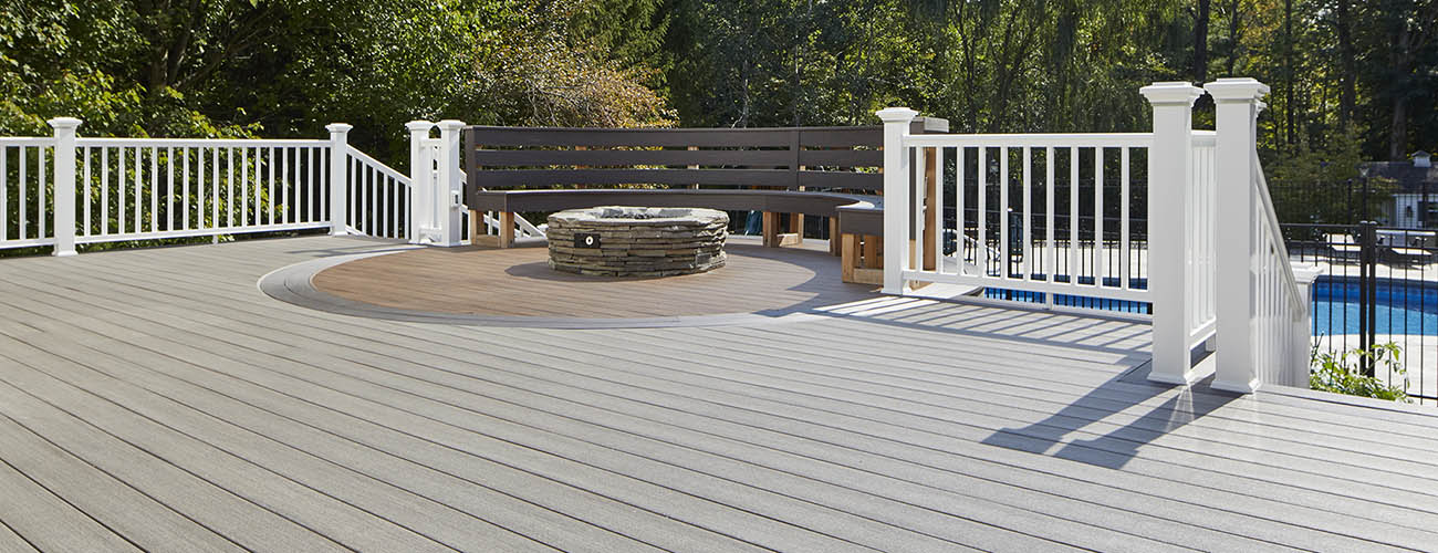 Heat resistant composite decking featuring TimberTech AZEK Vintage Collection