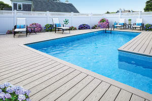 Deck Inspiration Featuring TimberTech AZEK Harvest Collection Slate Gray Pool