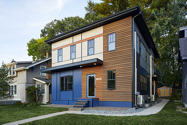 Exterior cladding on mid-century style home