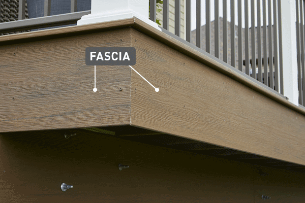 Fascia trim on a picture frame deck
