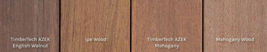 TimberTech AZEK decking and traditional wood samples in comparison