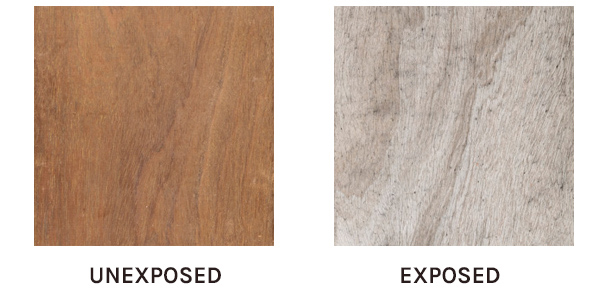 Ipe wood decking will fade with UV and weathering exposure