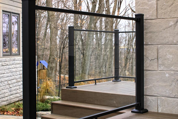 Choose glass panels for a modern railing infill