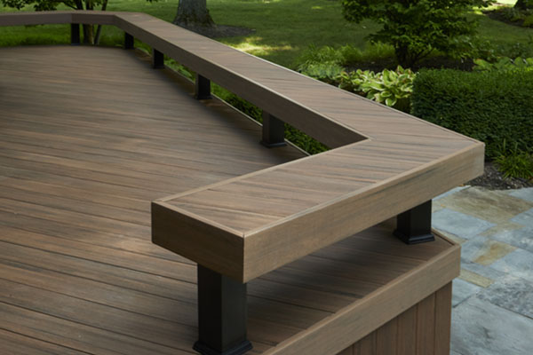 Built-in benches save space at perimeters