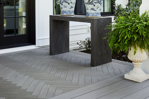 Composite deck board colors for an indoor flooring look