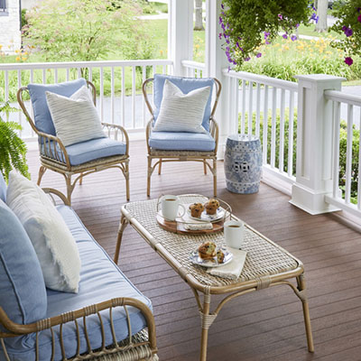 Covered front porch ideas featuring traditional furniture