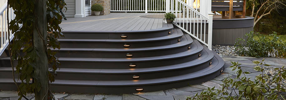 Cascading stairs on a composite deck