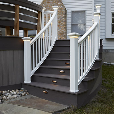 Deck-Lights-TimberTech-AZEK-Vintage-Collection-Coastline-Mahogany-DarkHickory Customize your deck stairs design with deck lights