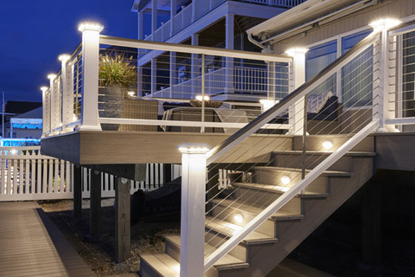 Modern deck designs with deck and rail lighting