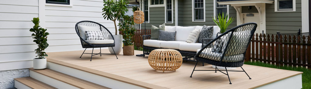 Modern deck designs featuring modern composite decking by TimberTech