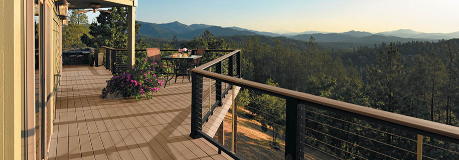Modern deck railing ideas featuring stainless steel cable railing