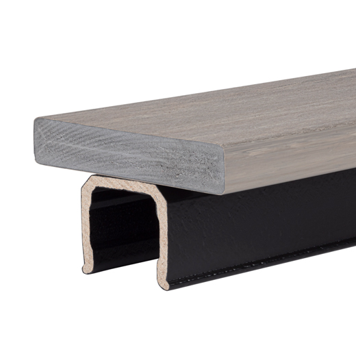 Drink Rail in Black with Coastline deck board top rail railing swatch