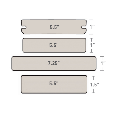 Board sizes for TimberTech Harvest Collection