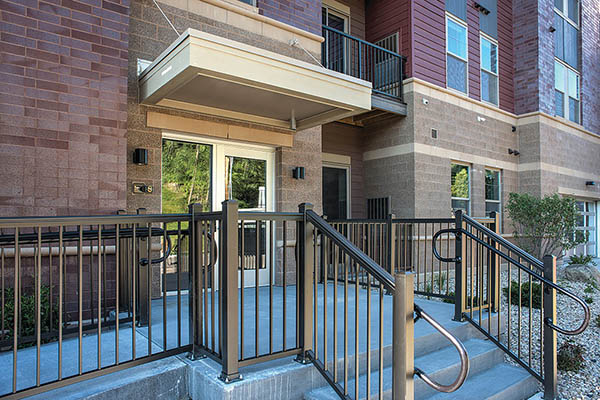 Deck railing ideas with concrete ADA-compliant deck