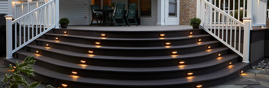 Deck railing ideas and deck baluster ideas with curved stairs and risers