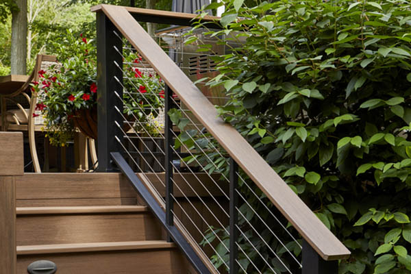 Deck styles with mixed railing materials