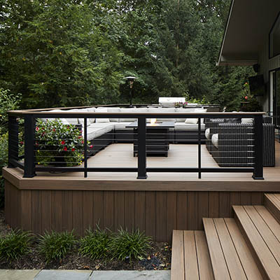 Traditional deck styles include rectangles with angled corners