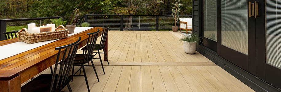 Deck deck design options include the wide-width interior flooring trend