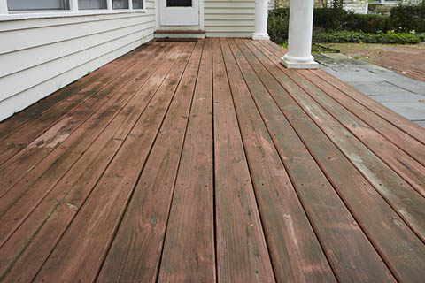 Moisture damage may indicate a DIY deck replacement