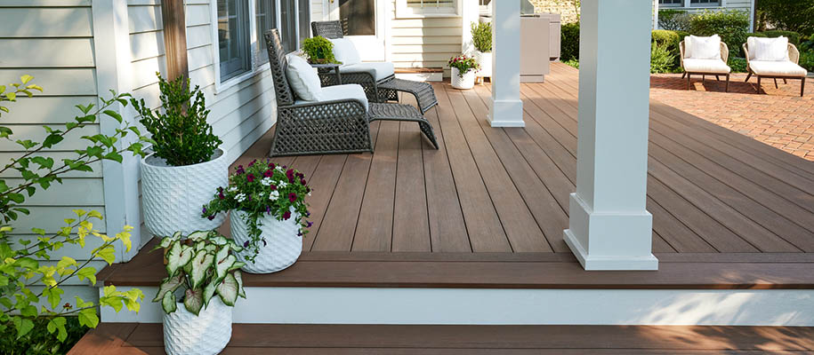 Low maintenance deck material with real wood looks