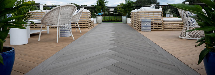 Modern backyard ideas like deck board patterns add dimension to your space