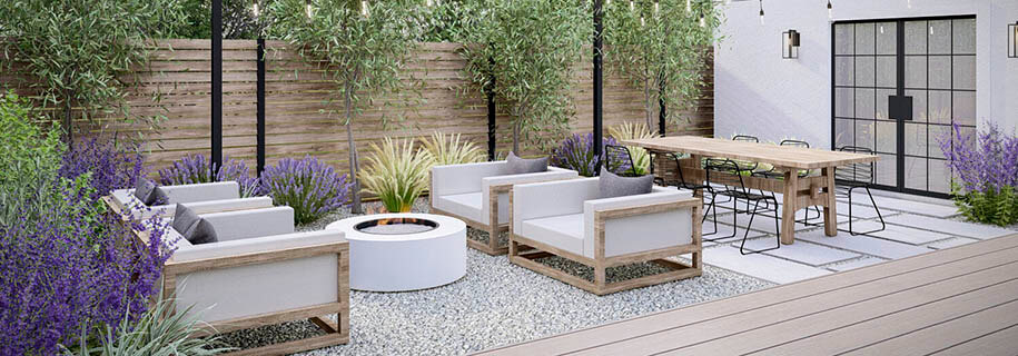 Embrace visual complexity with modern backyard landscaping