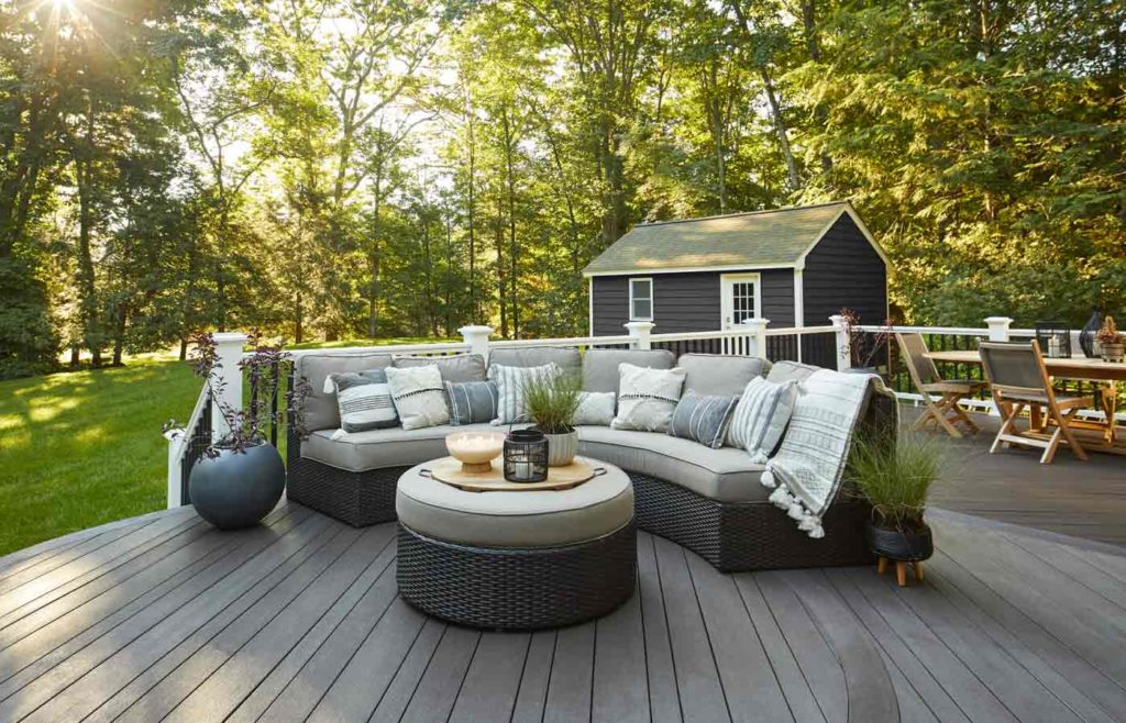 Curved sofa on composite deck