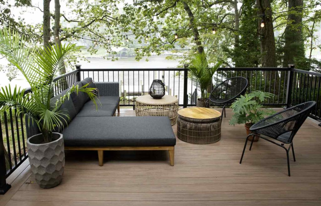 Mid-century modern lakeside deck