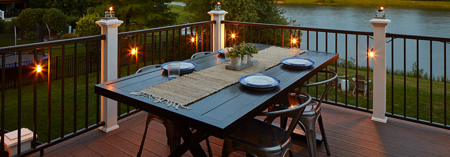 DIY deck lighting ideas including string lights on the raling