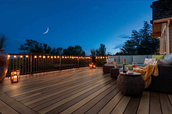 DIY deck lighting ideas include string lights and lanterns