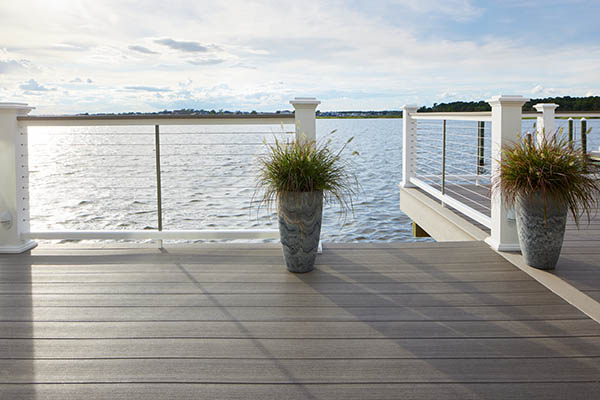 White composite railing suits a coastal deck