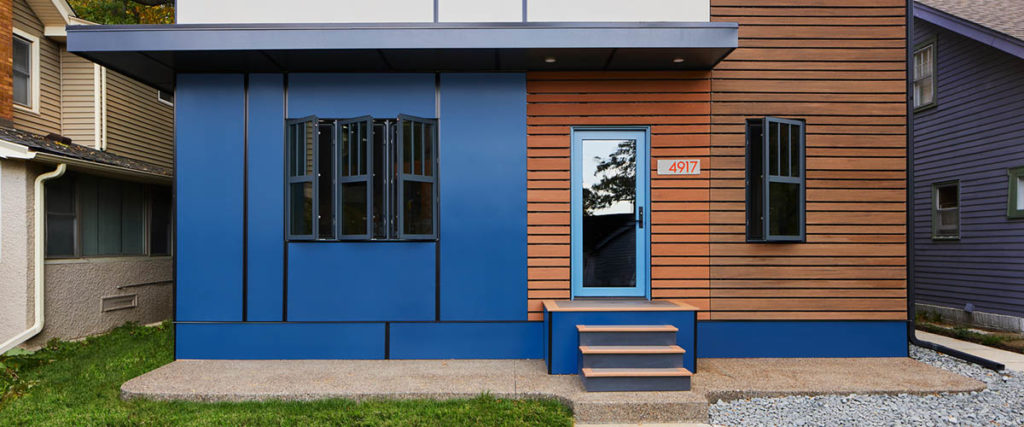 A mid-century modern porch is sleek and simple