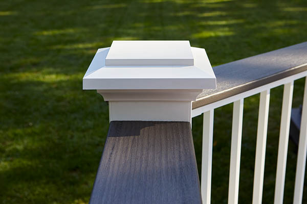 Deck top rail ideas include the Classic Composite Series Drink Rail