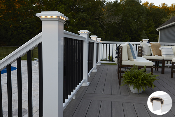 The Premier Rail is a traditional milled wood-styled composite railing