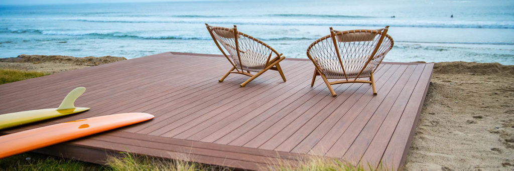 Easy deck ideas include a platform deck on a beach