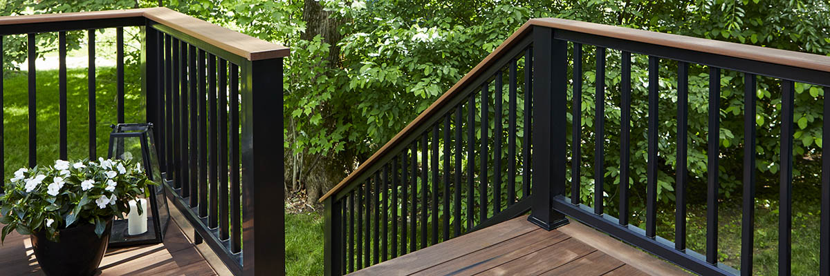 Easy deck railing ideas for customization include the Classic Composite Series Drink Rail