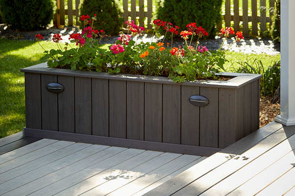 Built in planters help you incorporate greenery into small outdoor spaces