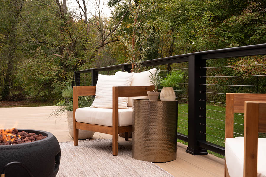Deck decorating ideas for a living room with a warm neutral color scheme