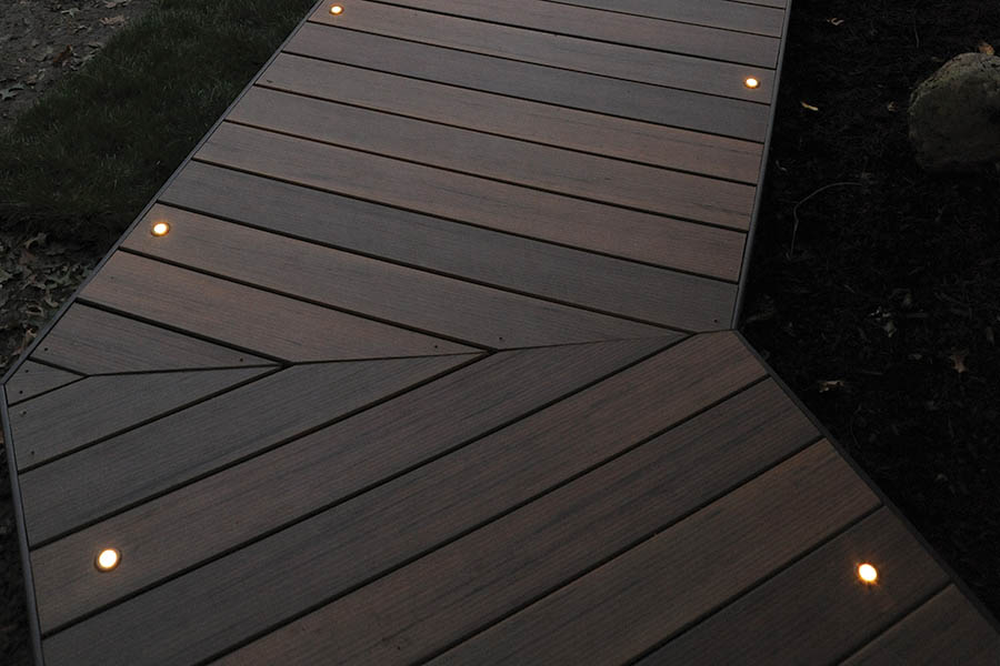 Deck lights include in-deck lights in a deck pathway