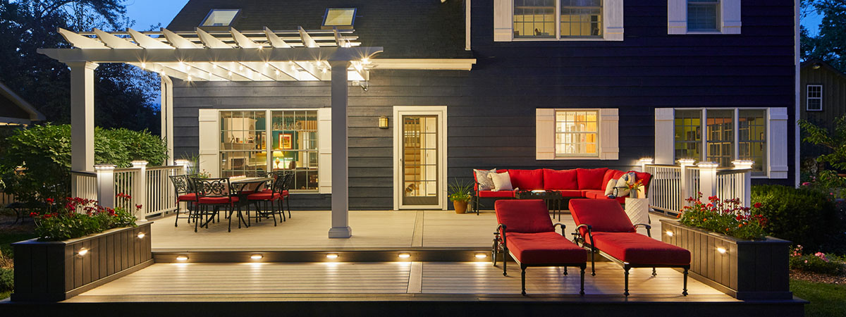 Deck lights include in-deck lighting and temporary lights for deck designs