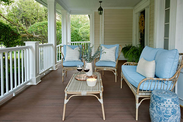 Classic furniture for a traditional porch remodel