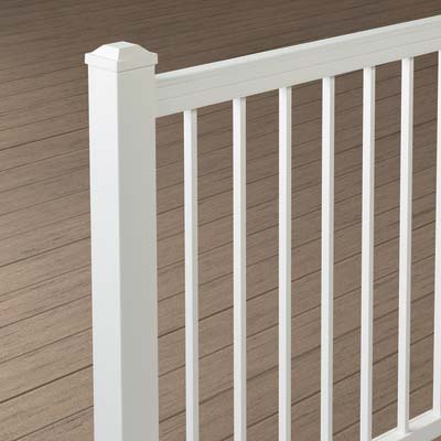 Impression Rail Express aluminum railing in White with a Classic Top Rail