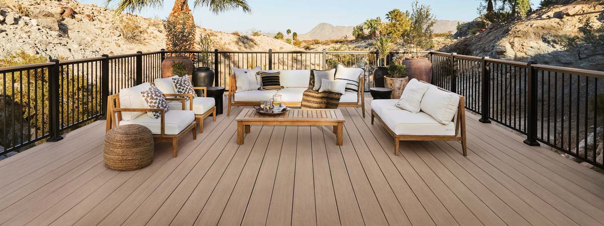 Aluminum railing delivers a narrow profile for unobstructed views to a desert surrounding