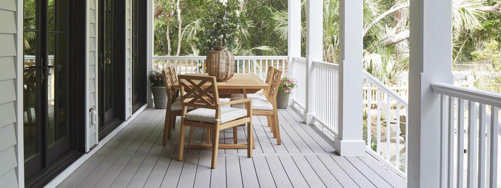 Limit clutter for a clean aesthetic on your modern screened in porch or front porch