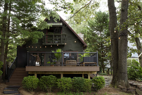 For simple backyard decks opt for string lights hung above the deck