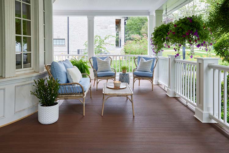 Front porch ideas like new outdoor furniture offers benefits to your home