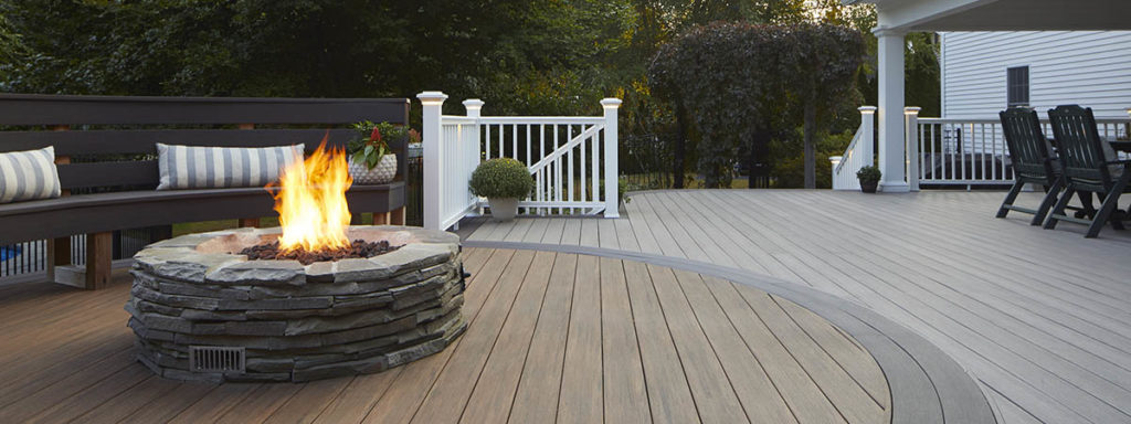 Curved composite decking with Class A Flame Spread Rating