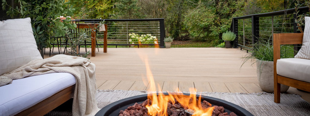 TimberTech PVC decking in Weathered Teak with a Class A Flame Spread Rating